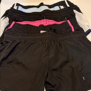 Xersion Athletic Shorts Set - Black with Pink, White, and Blue Accents